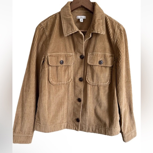 L.L. Bean Jackets & Blazers - LL Bean Signature Women Corduroy Barn Coat Jacket XS Beige Classic Button Down